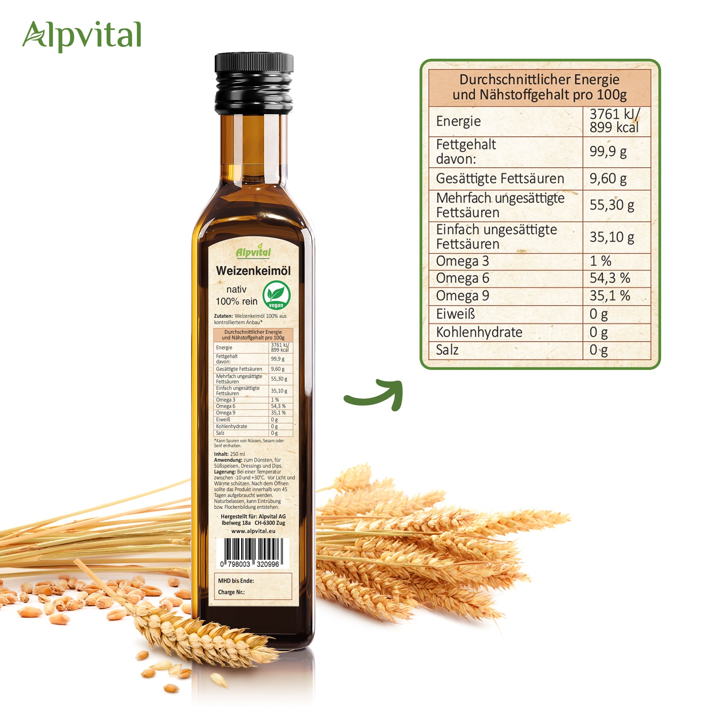 Weizenkeimöl kaltgepresst 250 ml