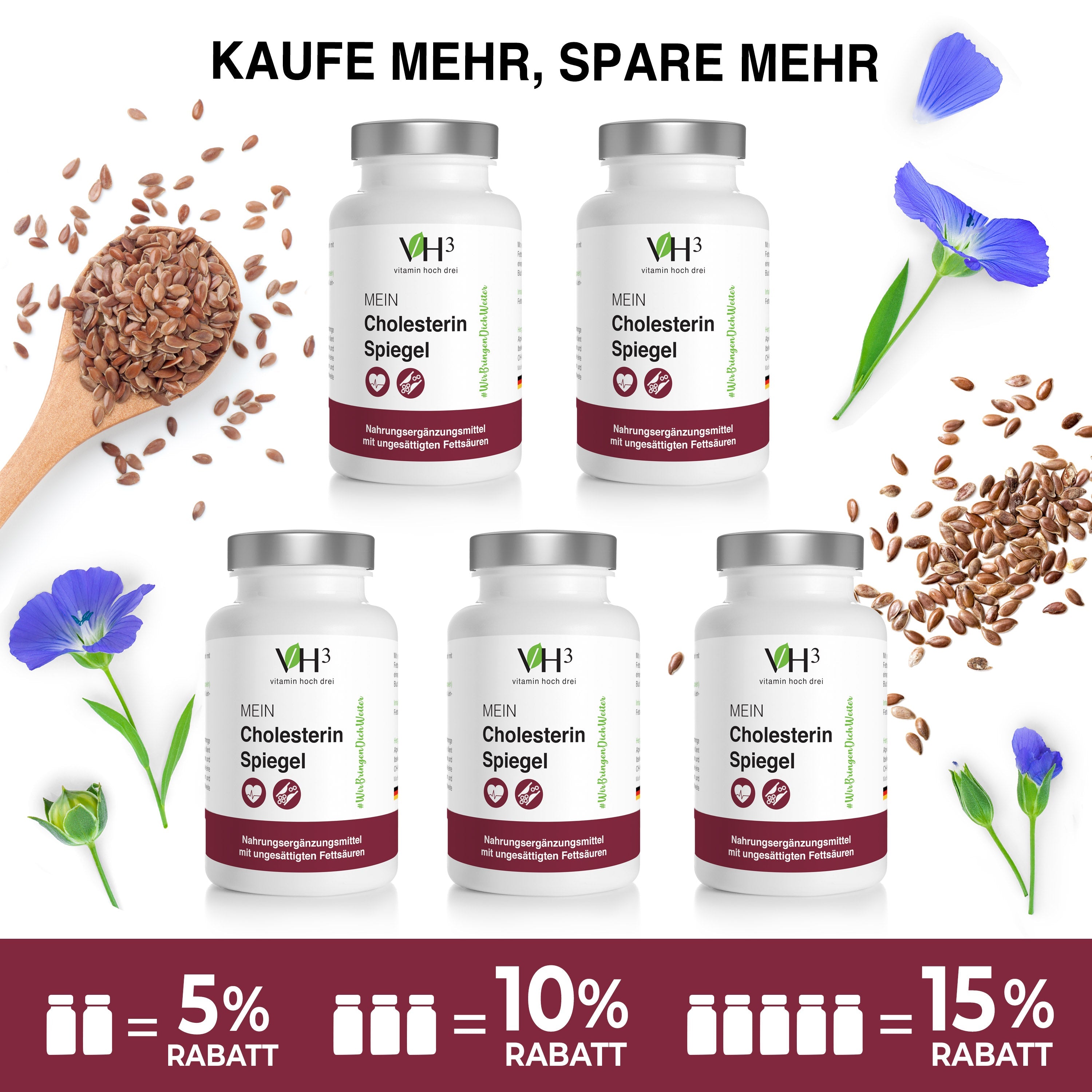 MEIN Cholesterin Spiegel mit Beta Glucan, Oleuropein, Acerola Extrakt und Amaranthmehl