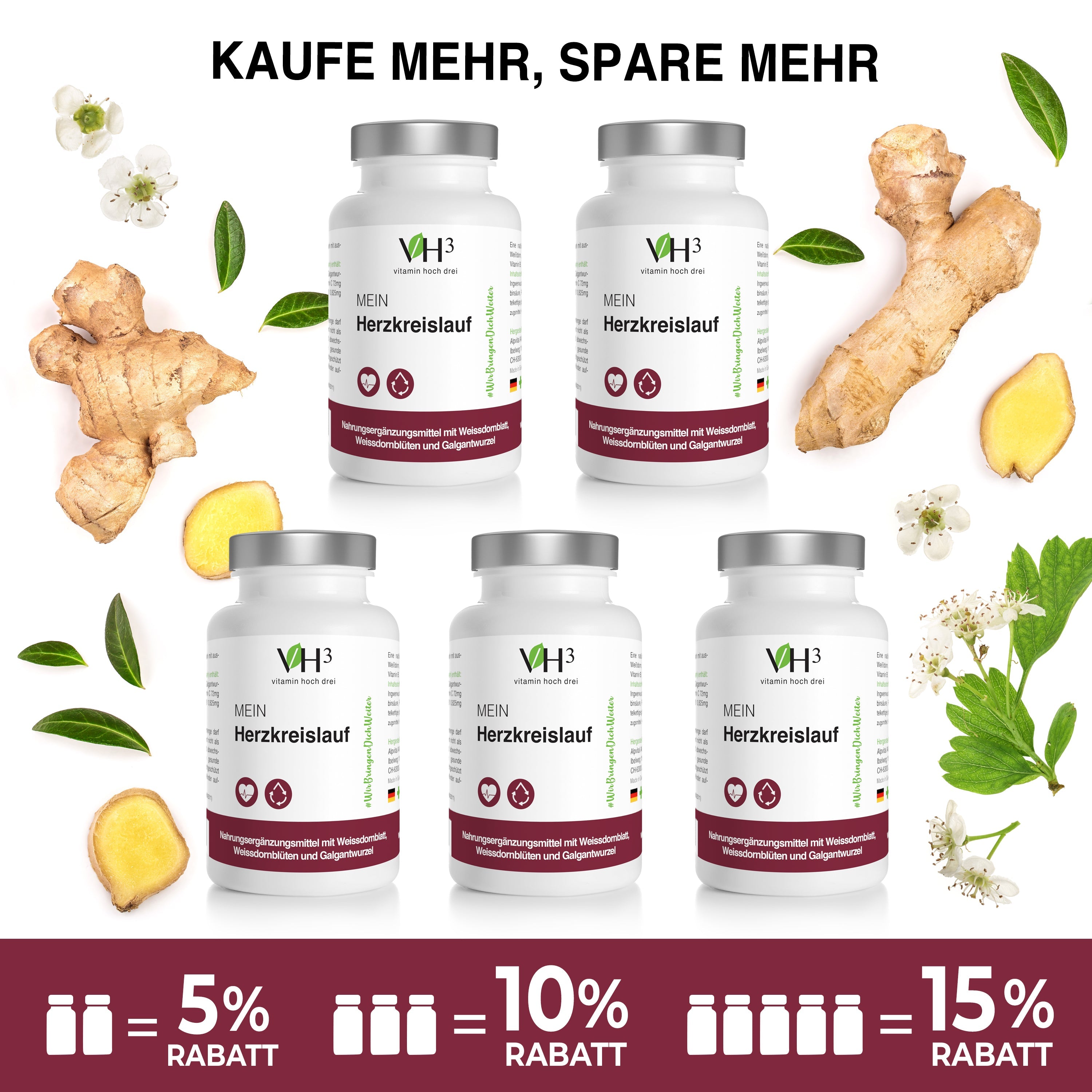 VH3 Mein Herzkreislauf mit Weißdornblatt, Ingwerwurzel & Galgantwurzel