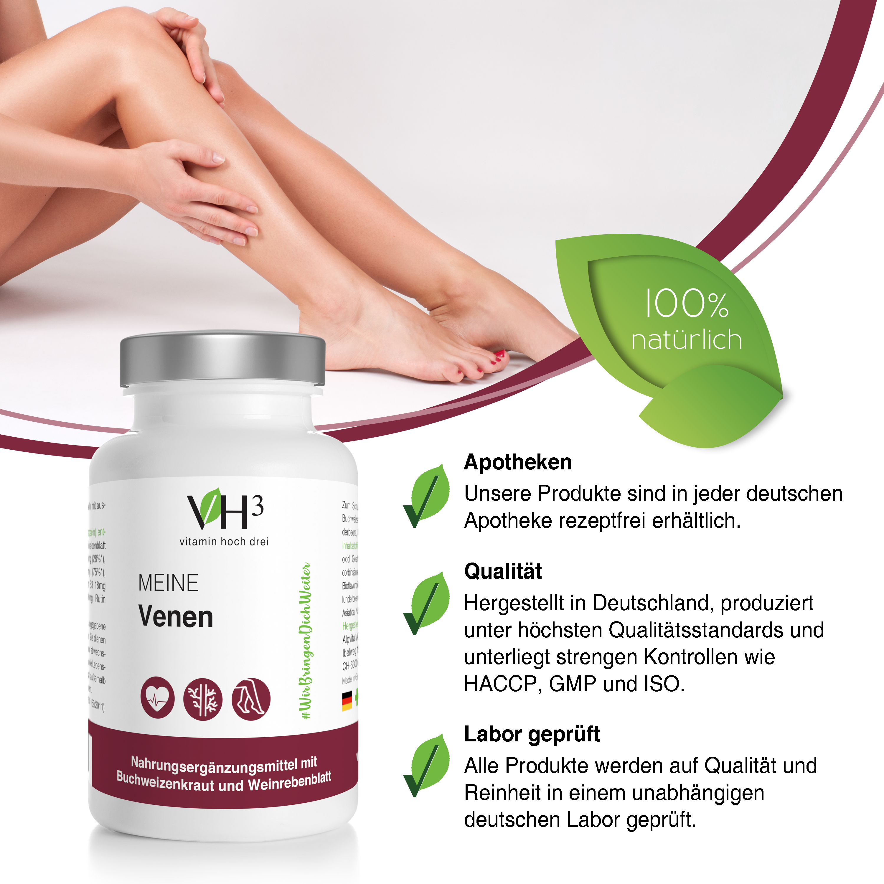 VH3 MEINE Venen mit Buchweizenkraut, marines Magnesium und Holunderbeeren Extrakt