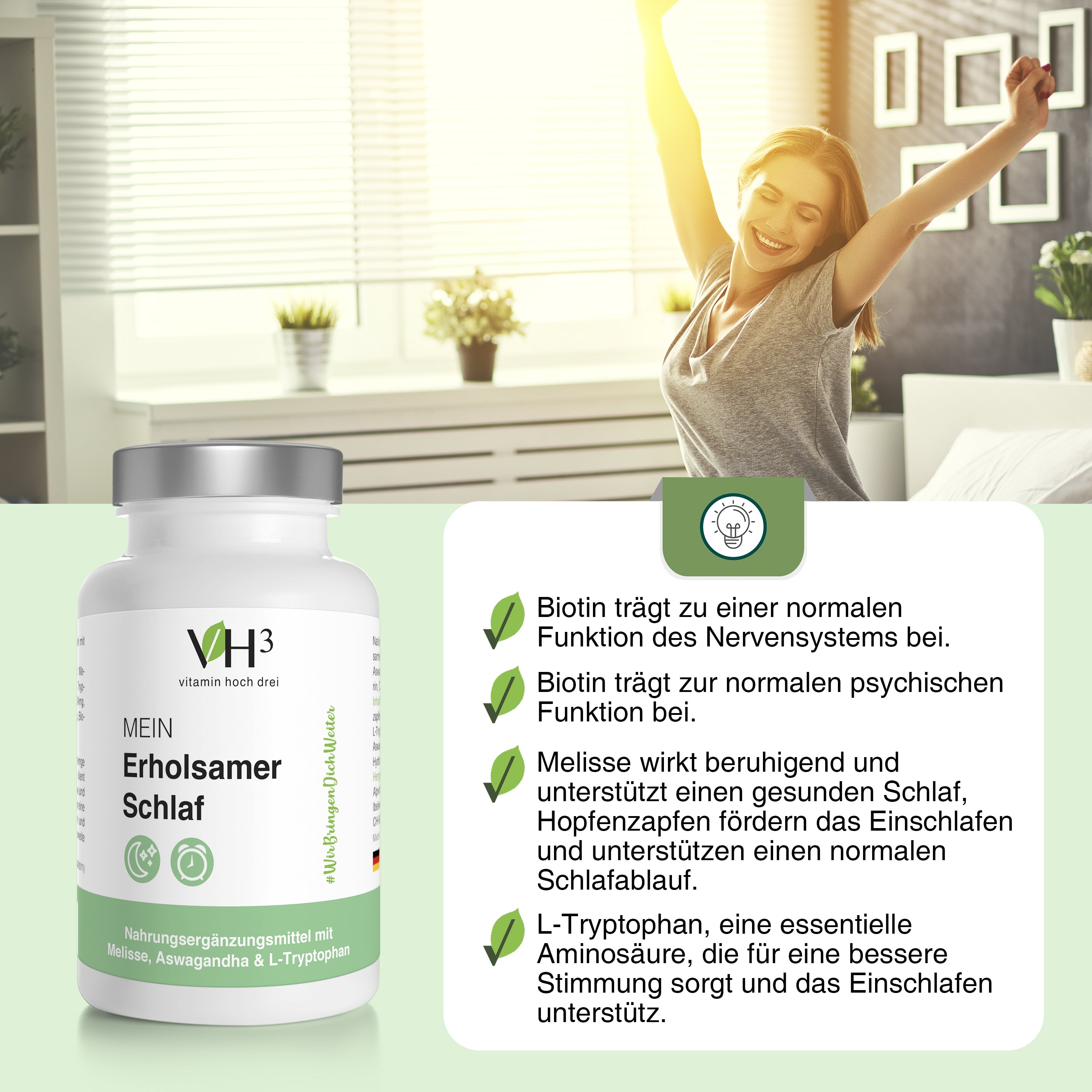 VH3 MEIN Erholsamer Schlaf mit Melisse, Aschwagandha und L-Tryptophan