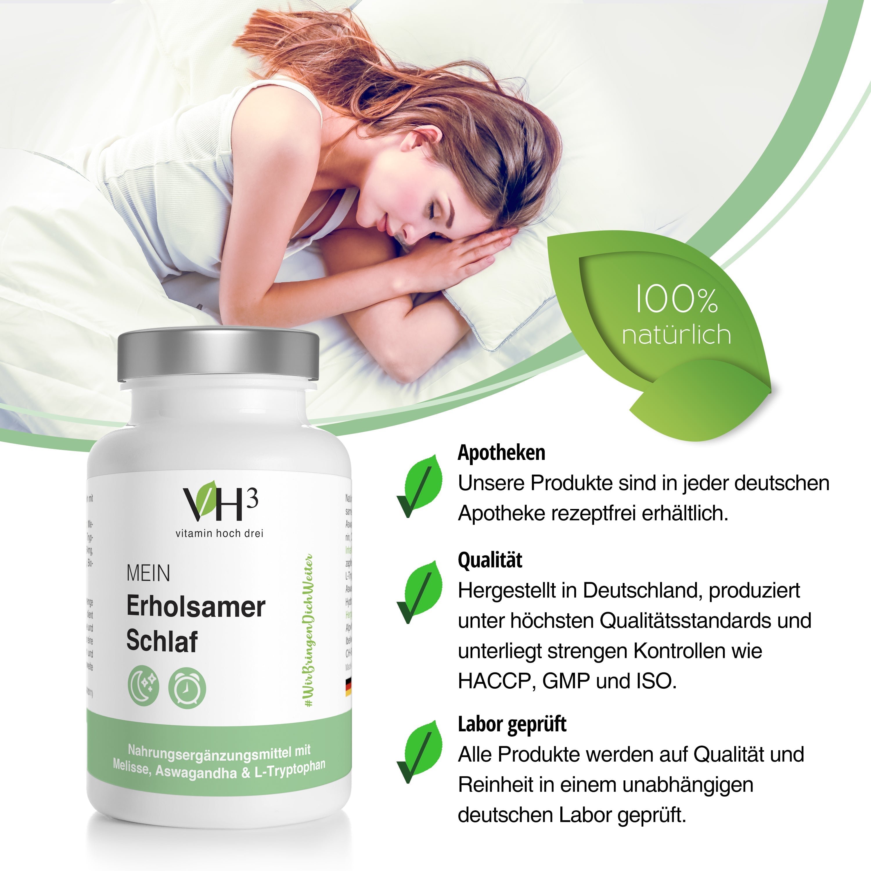 VH3 MEIN Erholsamer Schlaf mit Melisse, Aschwagandha und L-Tryptophan