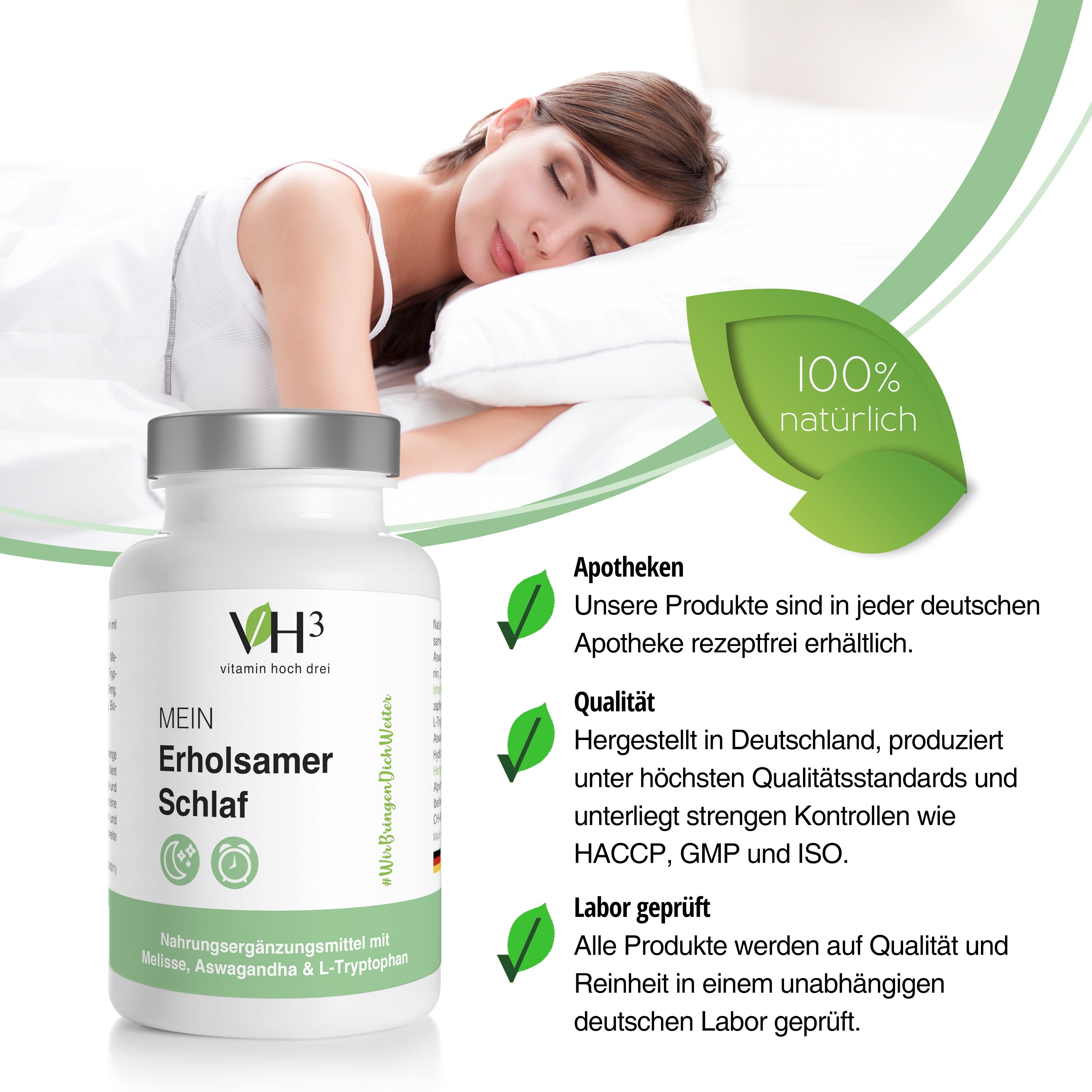 VH3 MEIN Erholsamer Schlaf mit Melisse, Aschwagandha und L-Tryptophan