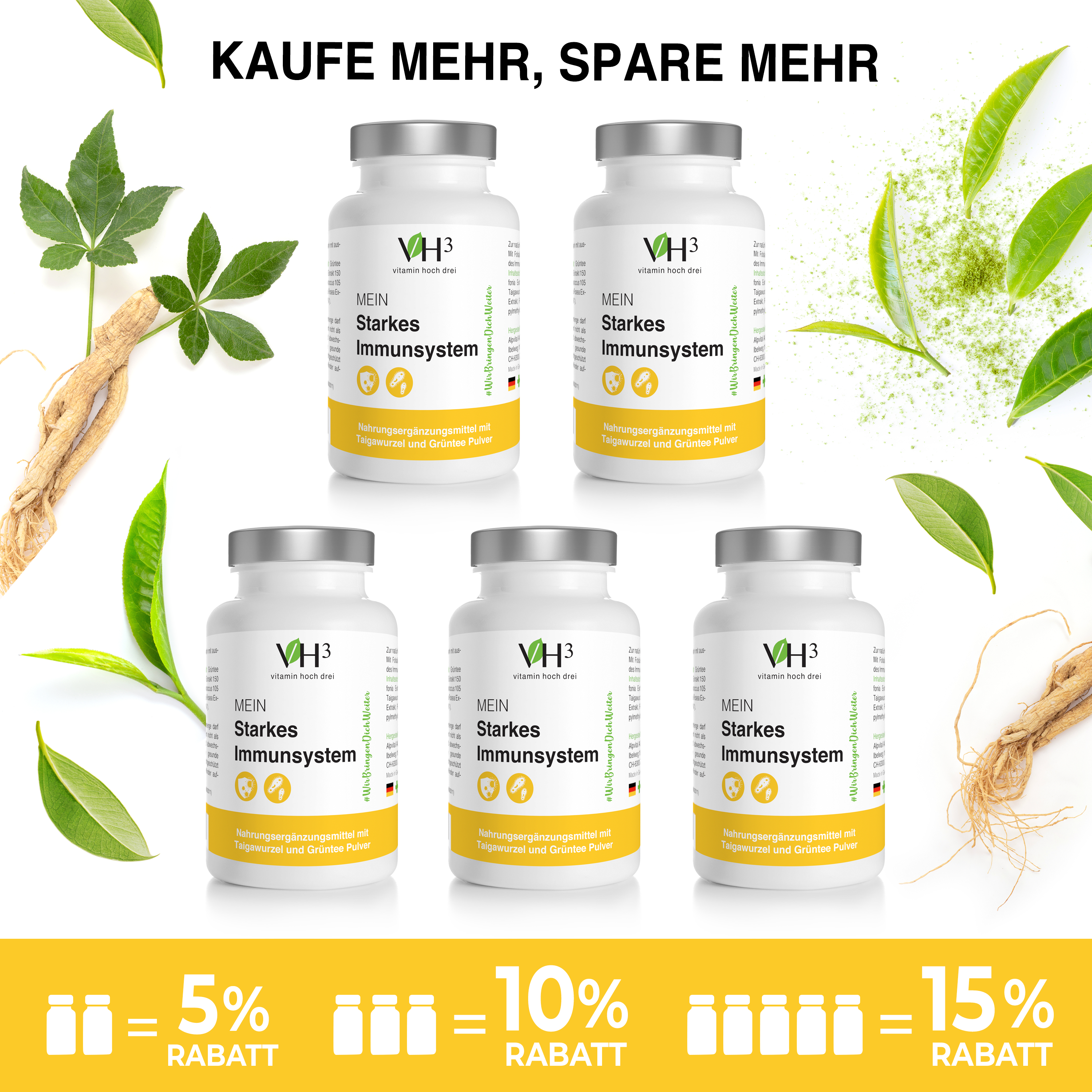 Mein starkes Immunsystem mit Grüntee Pulver, Spirulina und Griffonia Extrakt