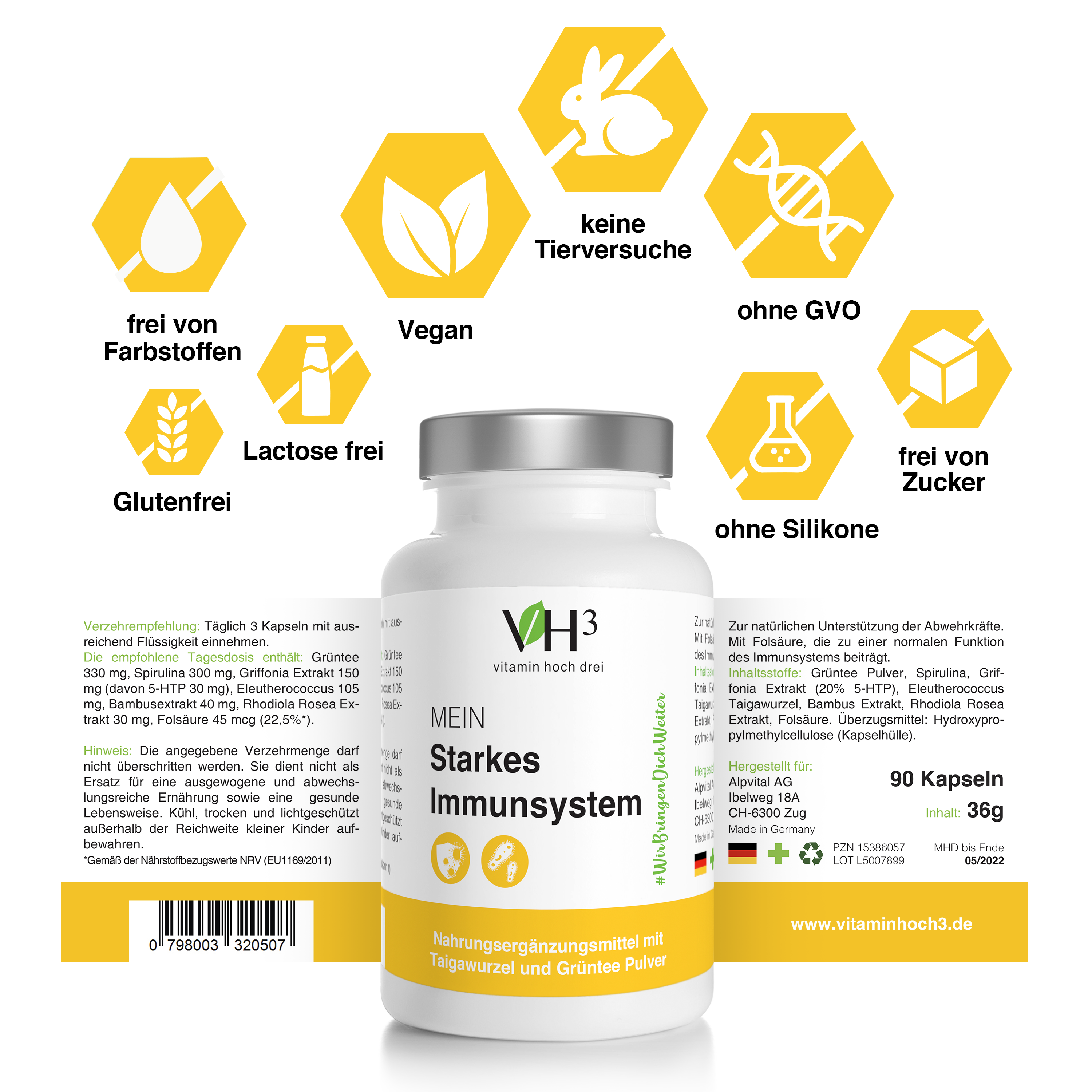 Mein starkes Immunsystem mit Grüntee Pulver, Spirulina und Griffonia Extrakt