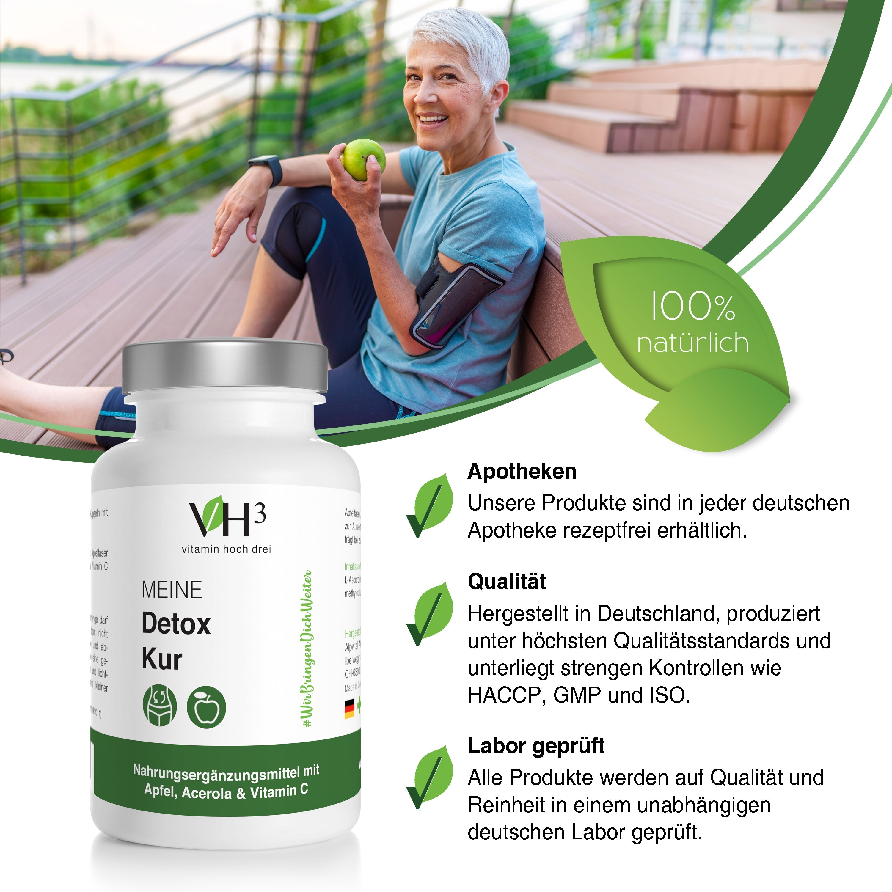 VH3 MEINE Detox Kur mit Apfelessig, Acerola und Apfelfaser