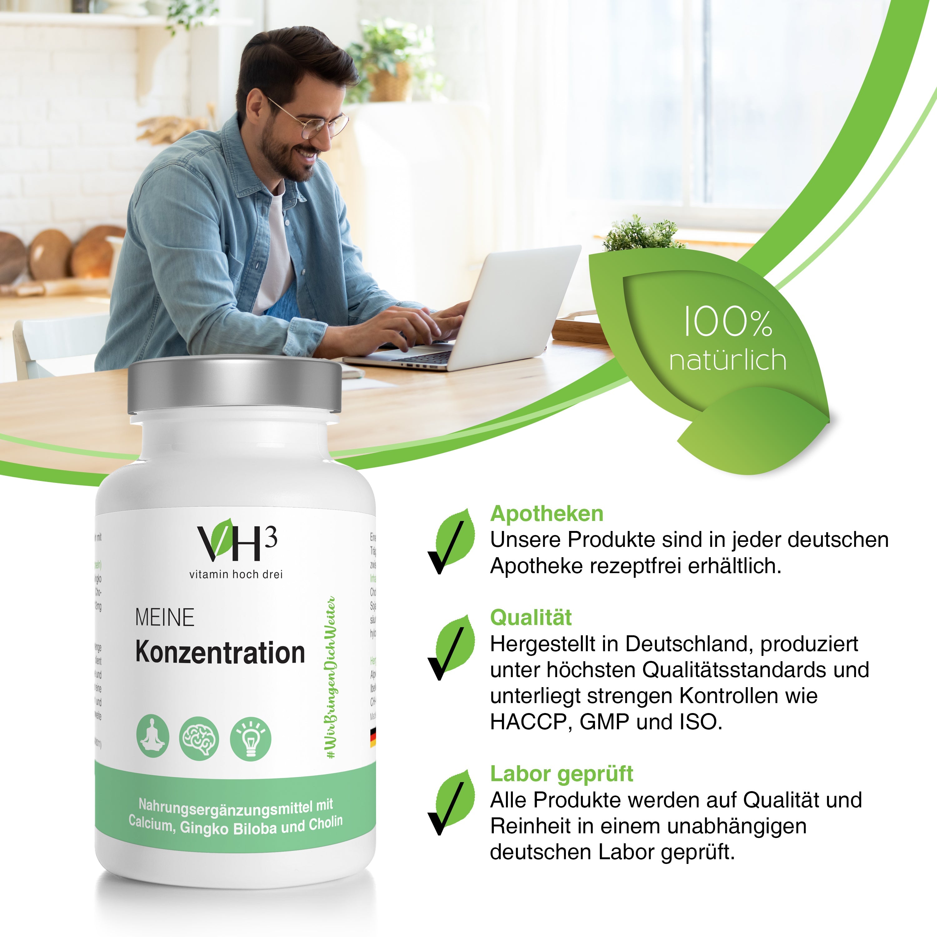 VH3 Meine Konzentration mit Cholin, Gingko Biloba und Calcium