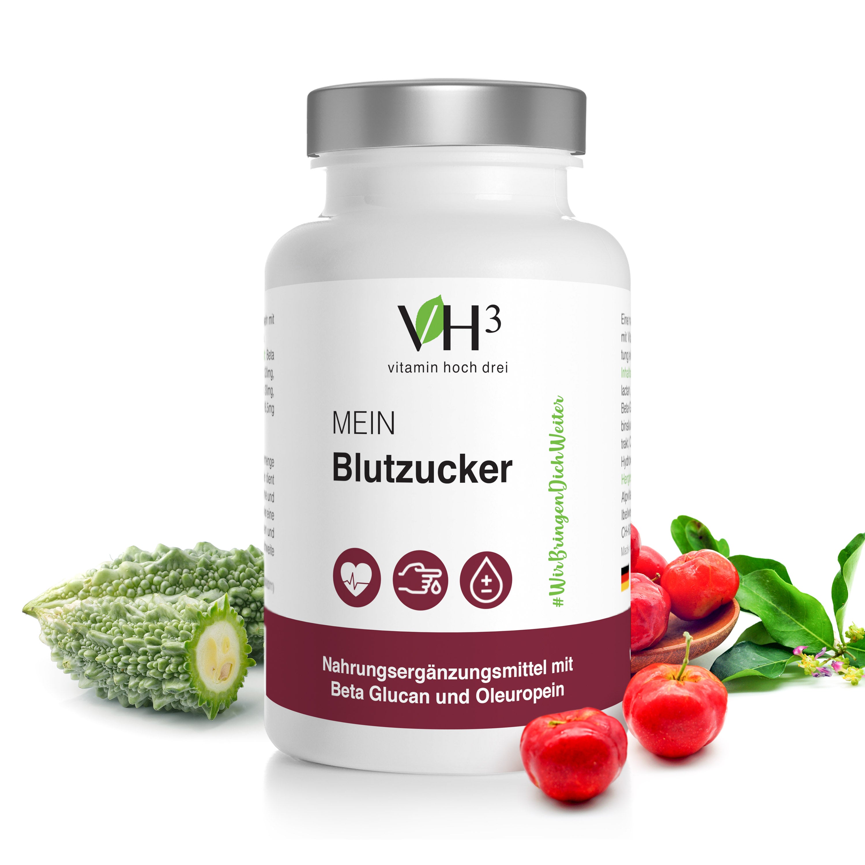 VH3 MEIN Blutzucker mit Beta Glucan, Oleuropein Biotin und Vitamin C