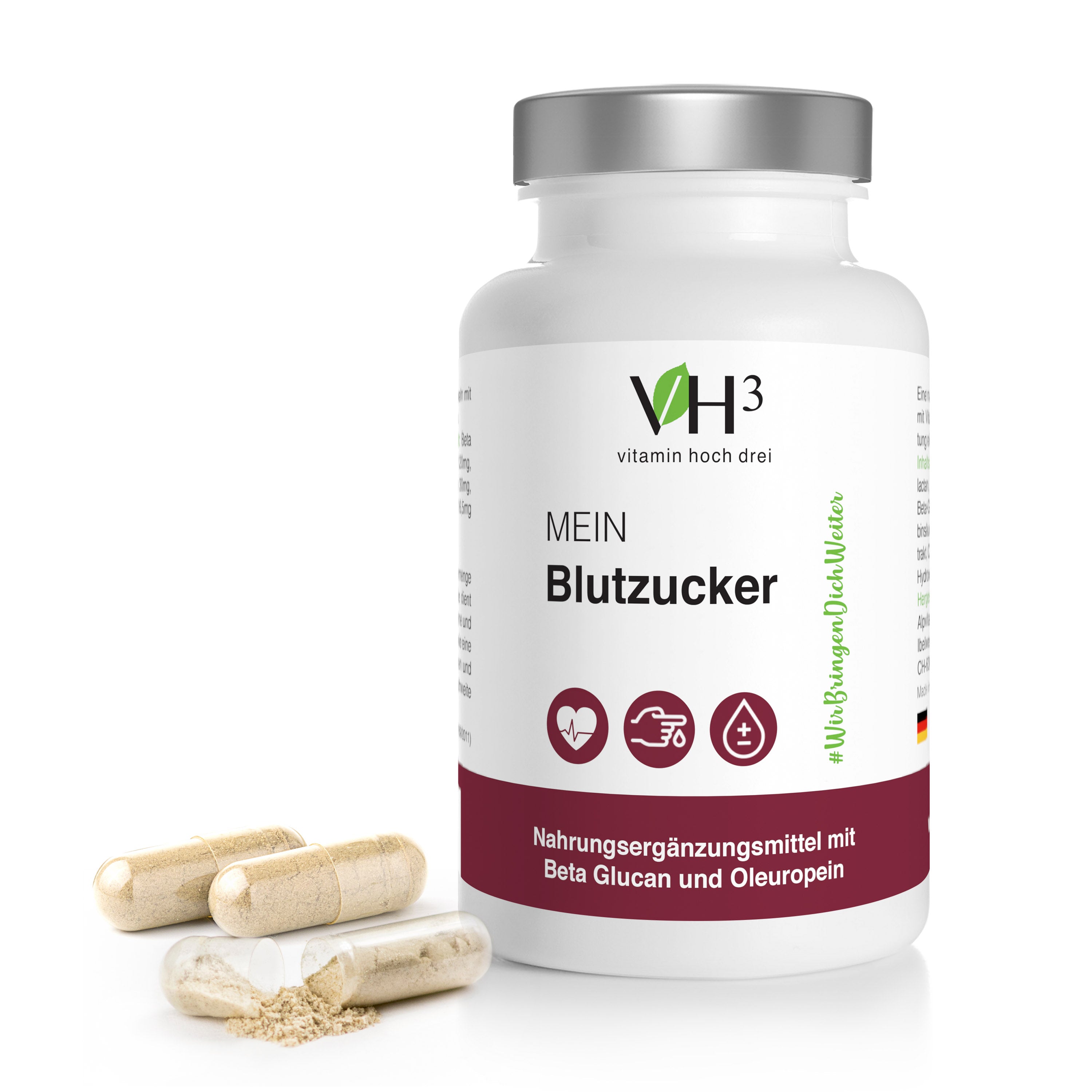 VH3 MEIN Blutzucker mit Beta Glucan, Oleuropein Biotin und Vitamin C